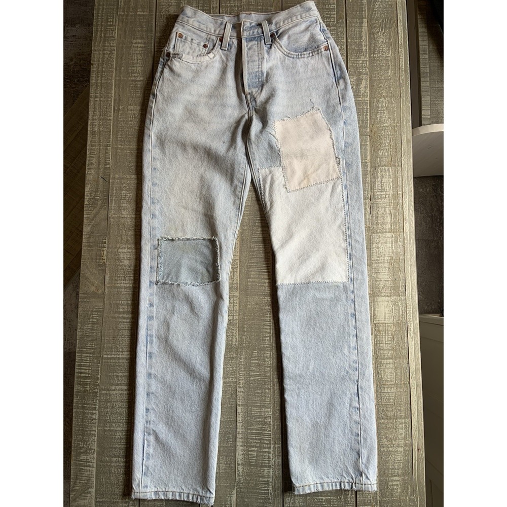 Levi's 501 Anniversary Patchwork Jeans 24x32 Custom Denim‎ Y2K Look Women's Levi